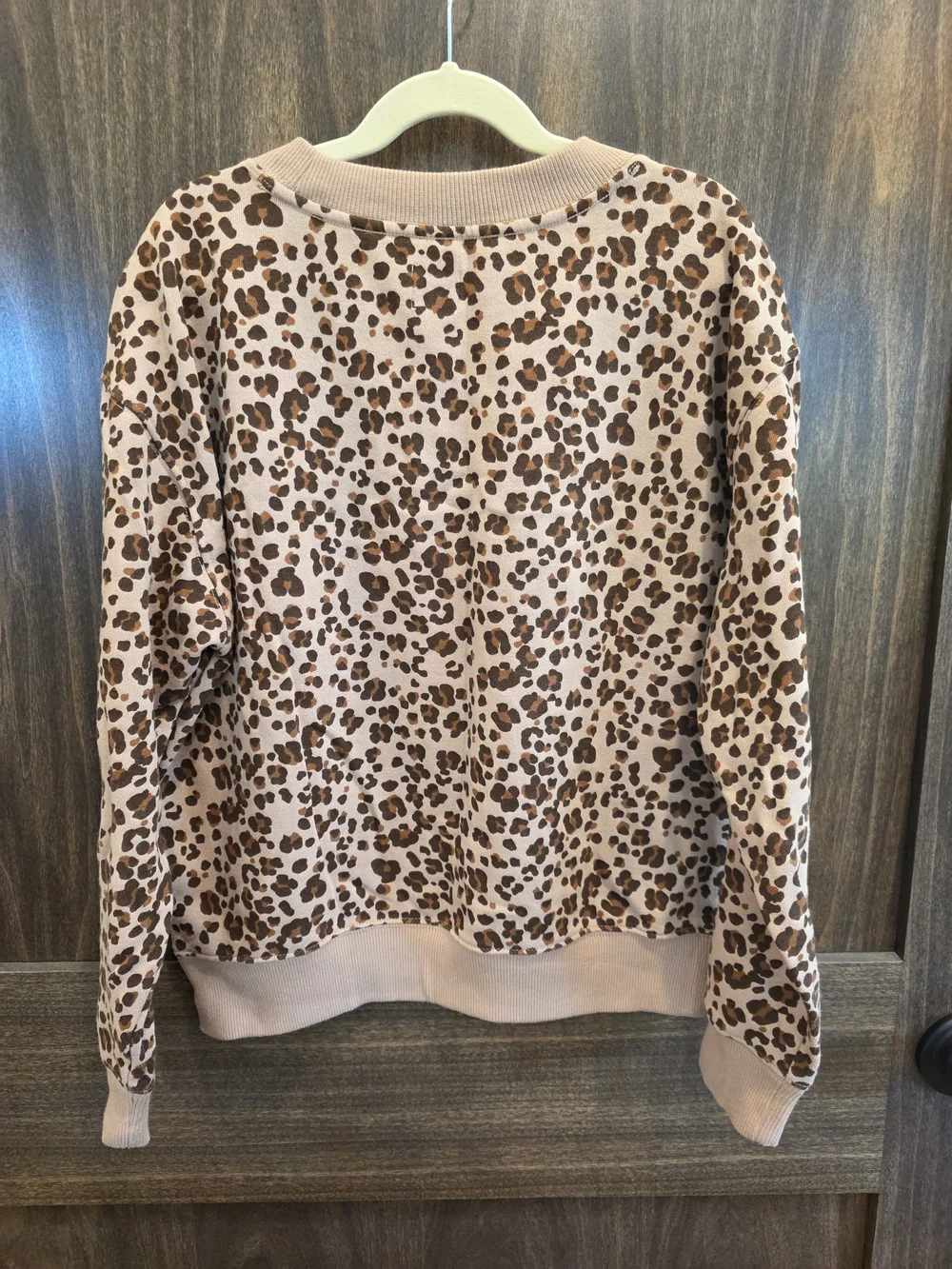 wonder nation Girls' Animal Print Pullover Sweatshirt XL 14-16 - Beige & Brown